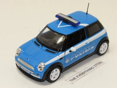 WELLY MINI COOPER POLIZIA POLICE PATROL CAR BLUE/WHITE 1:24 NO BOX FREE SHIP - Image 1 of 4