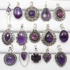 Amethyst Pendants Assorted Stock Clearance Bulk Lot Silver Plated Birthstone