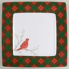 222 Fifth Christmas Birds Argyle Square Salad Dessert Plate 9355543