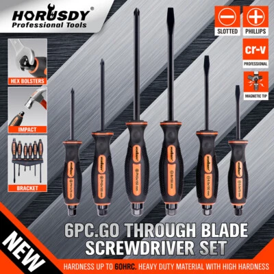 6 Pcs Magnetic Screwdriver Set Fastening Chiselling Loosening 3 Phillips 3 Flat - Image 1 of 4