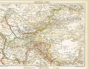 Karte ZENTRAL-ASIEN / AFGHANISTAN / TIBET 1890 Original-Graphik - Bild 1 von 1