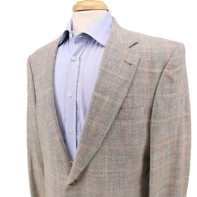 Blazer Chaqueta Deportiva Jos A Bank Lana Seda Lino Gris Taupe Cuadros Ventana 41L Foto 1 de 4