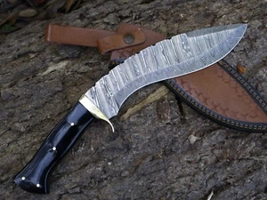15"Kukri Knife Damascus Steel Blade Black Resin HundleHunting Knife W/S _BL-2598 - Picture 1 of 23