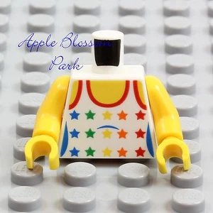 LEGO Female GIRL MINIFIG TORSO - White Yellow Rainbow Stars Pride Tank Top Shirt - Picture 1 of 3