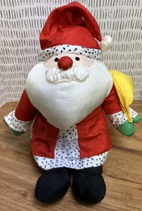 Paracaídas de nailon de felpa de Papá Noel vintage plateado internacional St Nick - Imagen 1 de 10