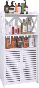 Mobiletto bianco da bagno porta carta igienica con armadio 40x25x90 cm - Imagen 1 de 6