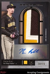 2024 Topps Museum Collection Momentous Material Blake Snell PATCH AUTO 10/15 - Picture 1 of 2