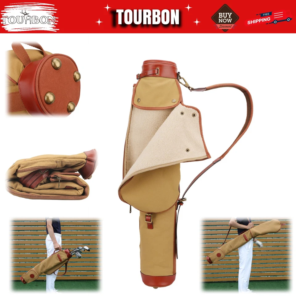 Tourbon Pencil Golf Clubs Bag Tee Ball Storage Carrying Case Travel Cover Sports
