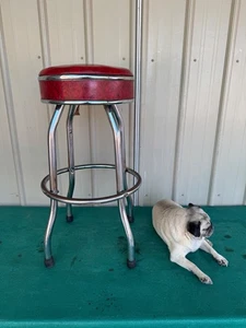 Vintage COSCO Kitchen Bar Stool Chair Mid Century Red - Picture 1 of 18