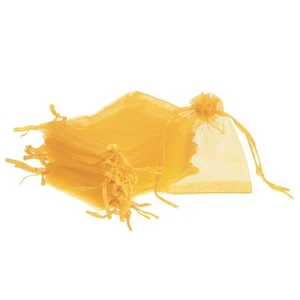 Organza Bags, 50 Pcs 3.54x2.8 Inch Drawstring Mini Pouches, Gold - Picture 1 of 6