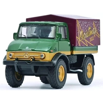 Schuco 1/64 Unimog U406 CHRISTMAS Model Car Alloy Diecast Hobby Ornaments Green - Image 1 of 4