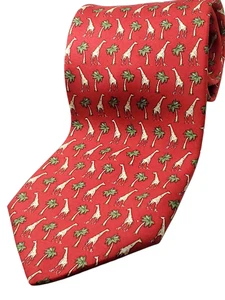 BROOKS BROTHERS Handmade in USA 100% Seide Krawatte rot GIRAFFE Palme Krawatte NEU - Bild 1 von 4