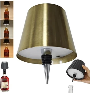 Cute LED Wine Bottle Lamp,3 Color Wireless Table Lamp, Touch Gold - Picture 1 of 4
