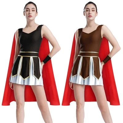 Womens Roman Gladiator Halloween Cosplay Costume Set Princess Queen Costumes - Image 1 of 3