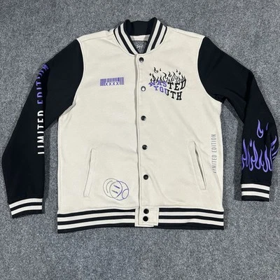 Chaqueta Universitaria Polar Para Hombre XL Edición Limitada Desperdiciada Juvenil Negra Púrpura Rue21 Foto 1 de 4