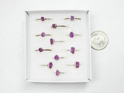 Натуральный рубин кристалл кольцо Solitaire укладки кольца 925 пробы лот из 12 - Изображение 1 из 3