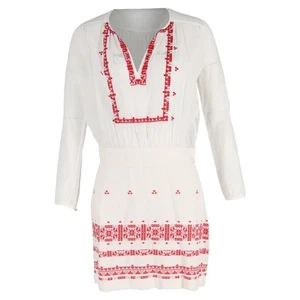 Vanessa Bruno Embroidered Mini Dress in White Cotton - Picture 1 of 6