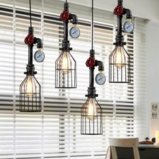 Retro Industrial Steampunk Water Pipe Chandelier Pendant Light Loft Ceiling Lamp
