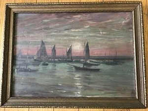 Untiled Marine/Boat Scene; Original Oil on Board, Pierre-Georges Jeanniot 1919 - Picture 1 of 12