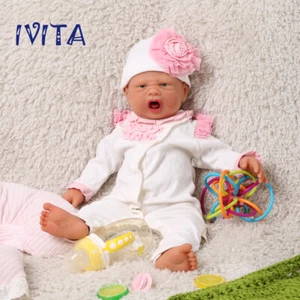 IVITA 22'' Soft Silicone Reborn Baby Girl Open Mouth Newborn Full Silicone Doll - Picture 1 of 12