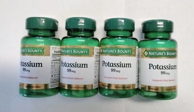 4 X  Nature's Bounty Potassium 99mg 100 Caplets each Exp 02/27 - Image 1 of 2