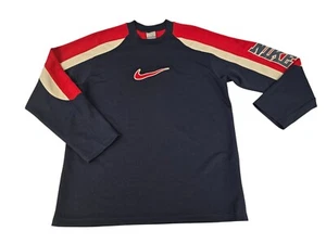 Vintage Y2K Gray Tag Nike Youth Boys Blue Athletic Shirt Jersey Big Swoosh Spell - Picture 1 of 9