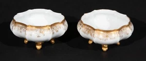 Tressemann & Vogt Gilded Footed Salt Cellar Pair Hand Painted Limoges - Picture 1 of 9