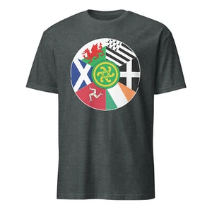 Pan Celtic Short Sleeve Unisex T-Shirt, Flags of The 6 Celtic Nations, S-3XL - Picture 1 of 8