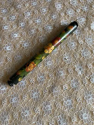 Antique Mauchline Ware/Floral Decorated Small Rolling Pin/Ruler • 25£