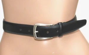 Herren Warehouse schwarzer italienischer eleganter Ledergürtel silberne Schnalle GRÖSSE 54 Big & Tall - Bild 1 von 7