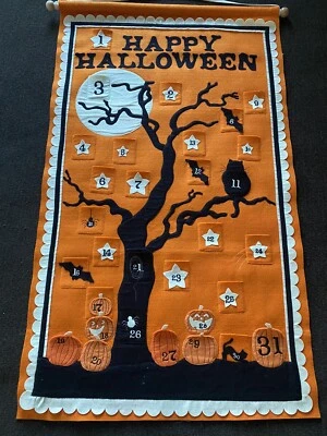 Pottery Barn Kids Halloween Countdown Advent Calendar Orange Felt Tree Hanging - Image 1 of 2
