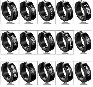 1 x Titanium Norse Viking Runes Hoop Clip On No Piercing Huggie Earring - Picture 1 of 46