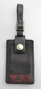 TUMI 'Alpha' Black / Red Leather Luggage Tag - Large - Picture 1 of 2