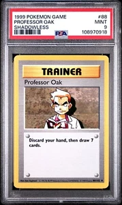 Shadowless Professor Oak 88/102 - Base Set Pokemon Trainer Card 1999 PSA 9 MINT - Picture 1 of 2