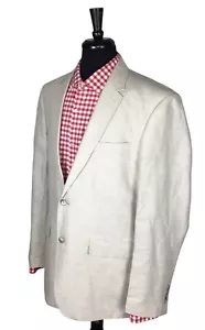 Perry Ellis Men Tan Blazer Sport Coat Linen/Cotton Sports Jacket Half Lined 44R - Picture 1 of 12