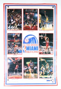 NBA All Star Miami 1990 Weekend Game Poster Starline Jordan Bird Barkley Magic - Picture 1 of 10