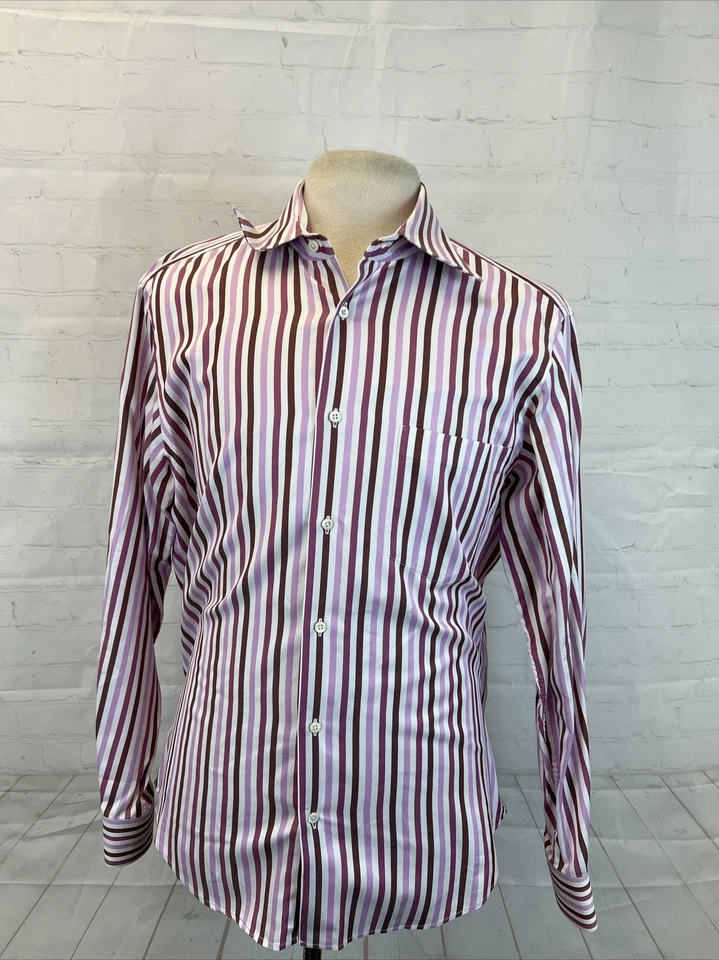 Hugo Boss Men's Pink Striped Cotton Dress Shirt 16 - 41 $125 - Image 1 of 4