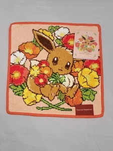Pokemon Chenille Towel Handkerchief Fleur de Coquelicot Eevee 10" X 10" Floral - Picture 1 of 8