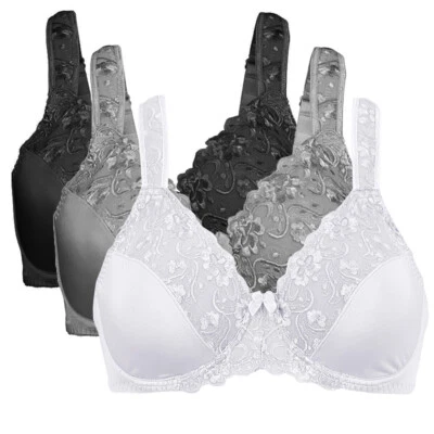 Women's Full Coverage Underwired Floral Lace Comfort Unlined Firm Hold 32-52 B-I - Image 1 of 4