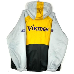 Minnesota Vikings Reebok Jacket Size 2XL Lined Full Zip Hooded Fleece Lined Nfl - Picture 1 of 3