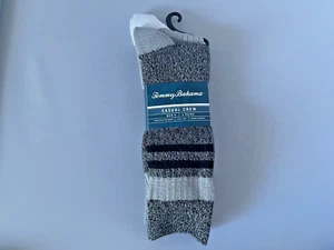Tommy Bahama Mens Casual Crew Socks 2 Pairs One Size BLUE GRAY or BLACK GRAY - Picture 1 of 11