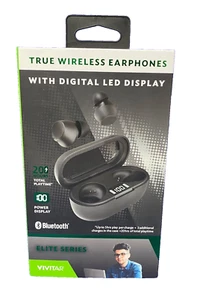 Vivitar True Wireless Earphones BLK w/Digital LED Display-20hrs-Elite Series-NEW - Picture 1 of 3