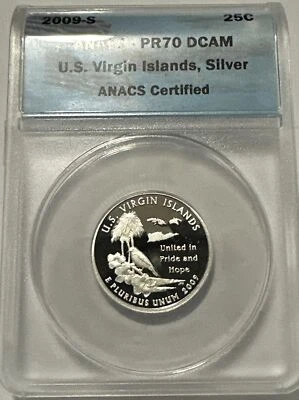2009-S *90% Silver* PR70 DCAM U.S. Virgin Islands Territory 25Cent Quarter ANACS - Image 1 of 4