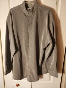 City Streets Men's Dress Shirt Large Banded Collar Long Sleeve - Picture 1 of 5