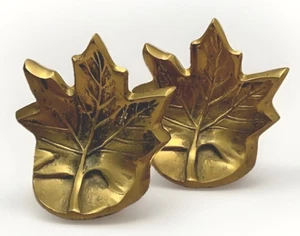 Vintage Messing Buchstützen Blatt Paar Regency MCM Patina Lodge Hütte Nachlass Buch Deko - Bild 1 von 16