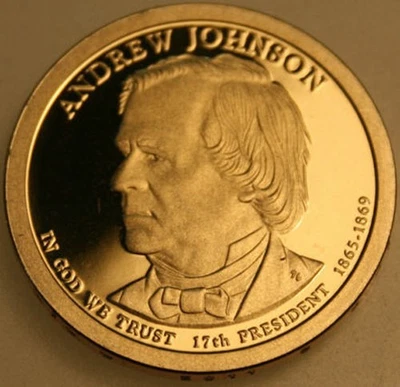 2011-S Presidential Dollar Proof Andrew Johnson AJ Golden Nice No Problem Coin - Image 1 of 2