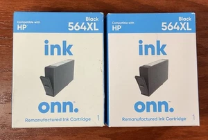 2 Count ONN 564XL HP Compatible Black Printer Ink Cartridge Exp. Nov. 2024. - Picture 1 of 7