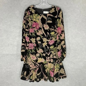 Eliza J Dress Women 8 Dark Floral Peplum Velvet Burnout Boho Whimsigoth - Picture 1 of 15