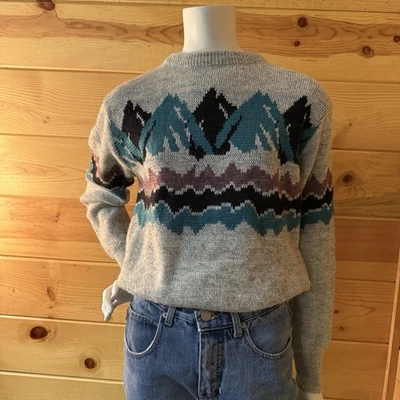 Vintage Jansport Acrylic Knit Mountain Scene Ski Sweater - Image 1 of 4