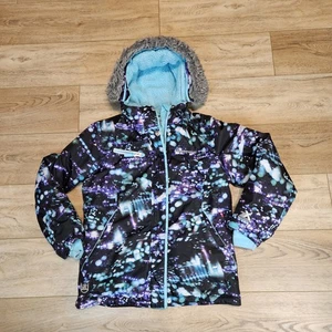 zero xposure ski winter blue Faux Fur Trim Jacket coat girls Youth Size large 14 - Picture 1 of 17